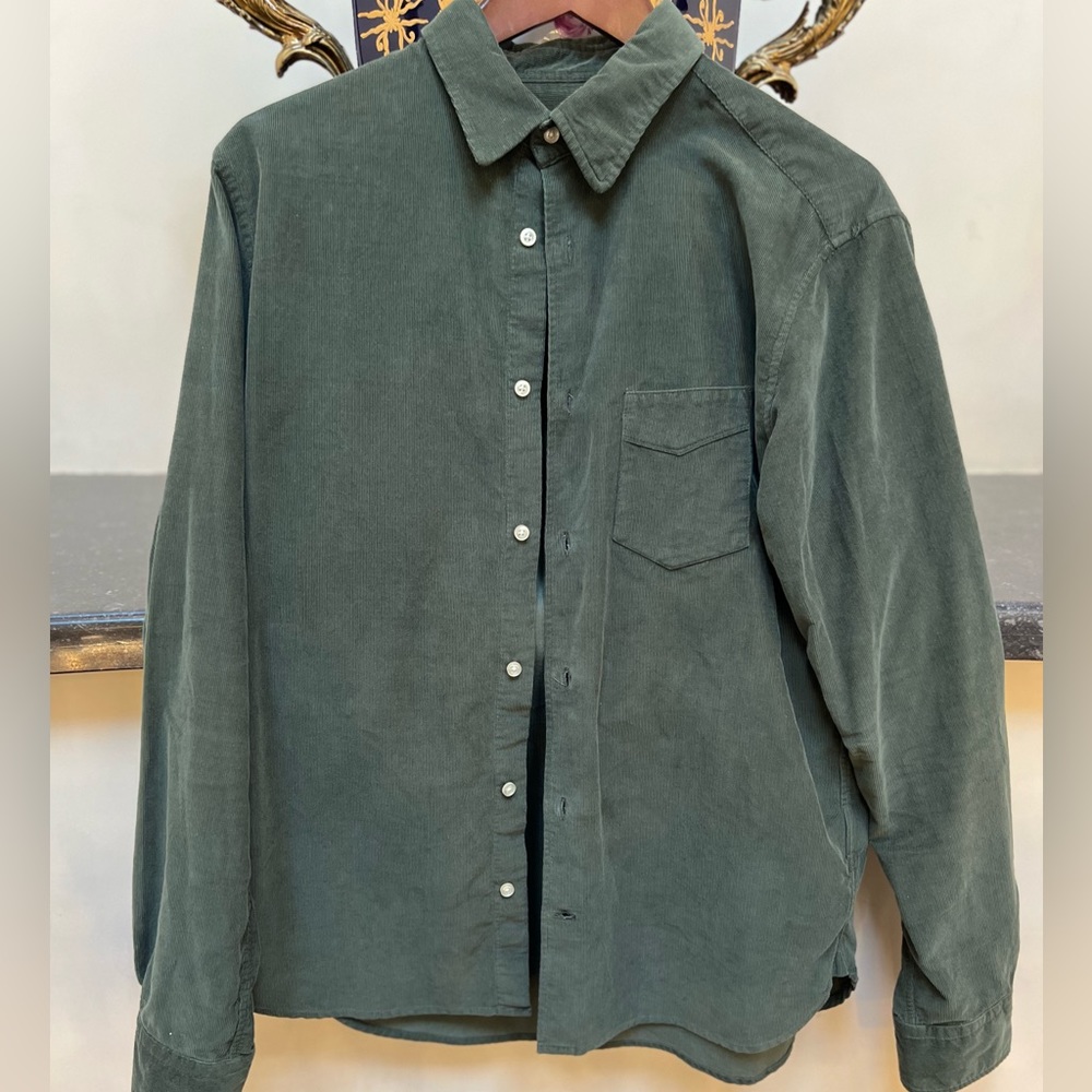 Officine Generale green corduroy button up